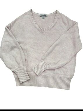 **NOT FOR SALE** Tommy Bahama Blush Pink Rose Heather 100% Cotton V-Neck Sweater